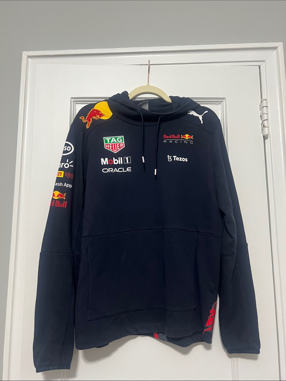 Puma Men's Black Red Bull Racing Crewneck Hoodie with Logos